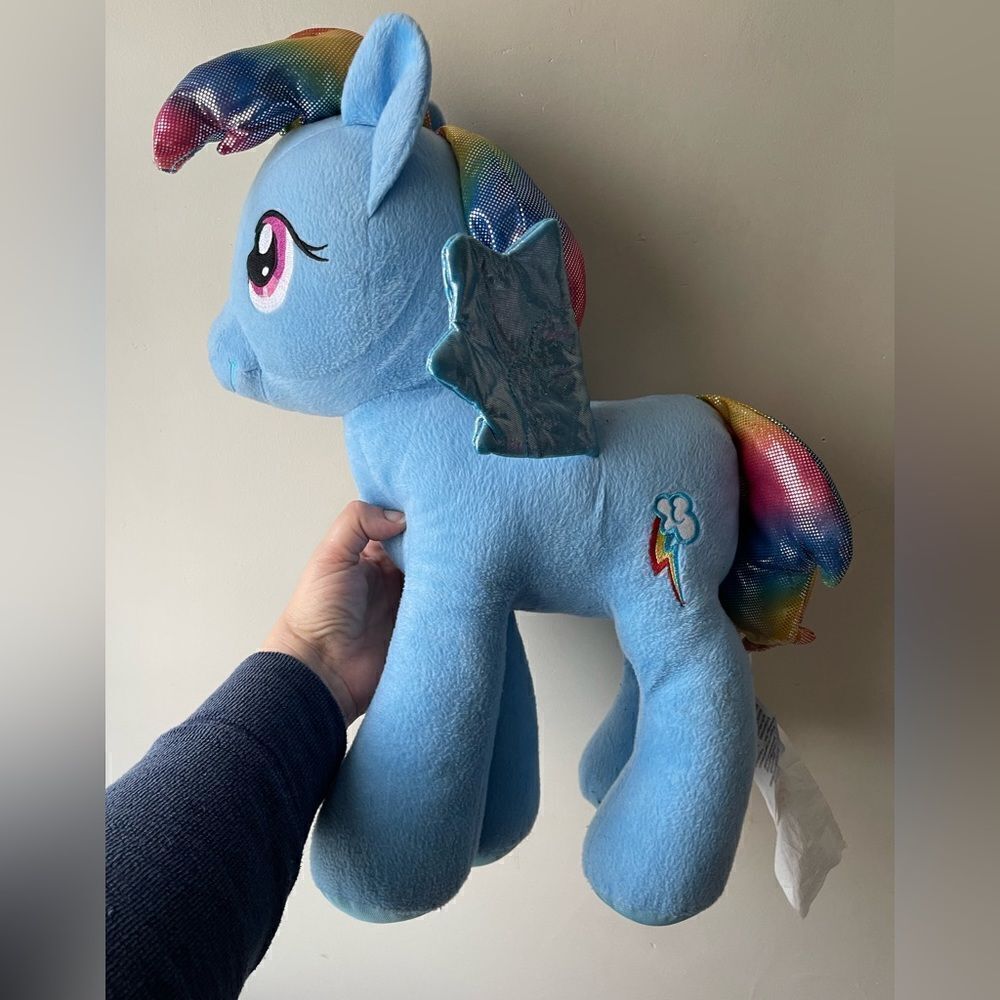 𝅺RAINBOW DASH My Little Pony Blue Plush Stuffed Animal Metallic Hasbro 2017 18”